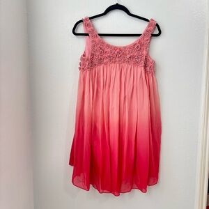 Betsey Johnson 100% Silk pink ombre babydoll dress